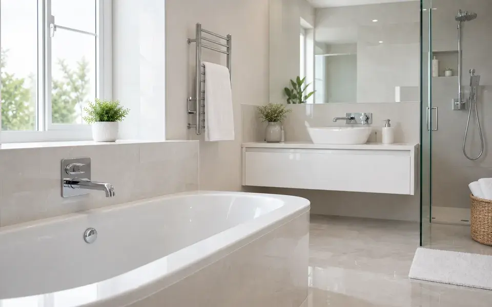 Bright modern bathroom after a professional deep clean